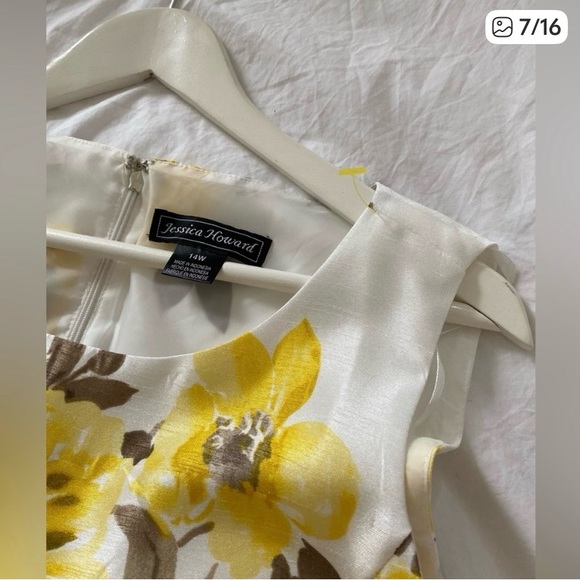 🌼 Jessica Howard White Dress with Yellow Floral Design 🌼 - Picture 7 of 13